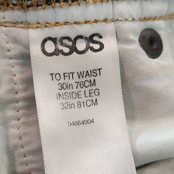 Asos Men's Distressed Jeans Size 30 X 32 ASOS Slim Leg Button-Fly Denim