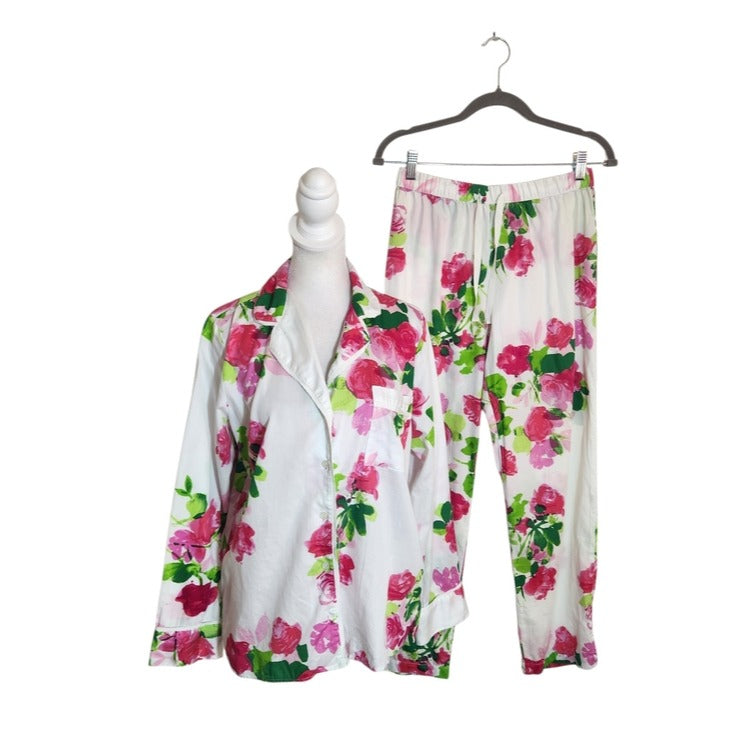 Kate Spade Pink Floral Cotton Pajama Set Size Small