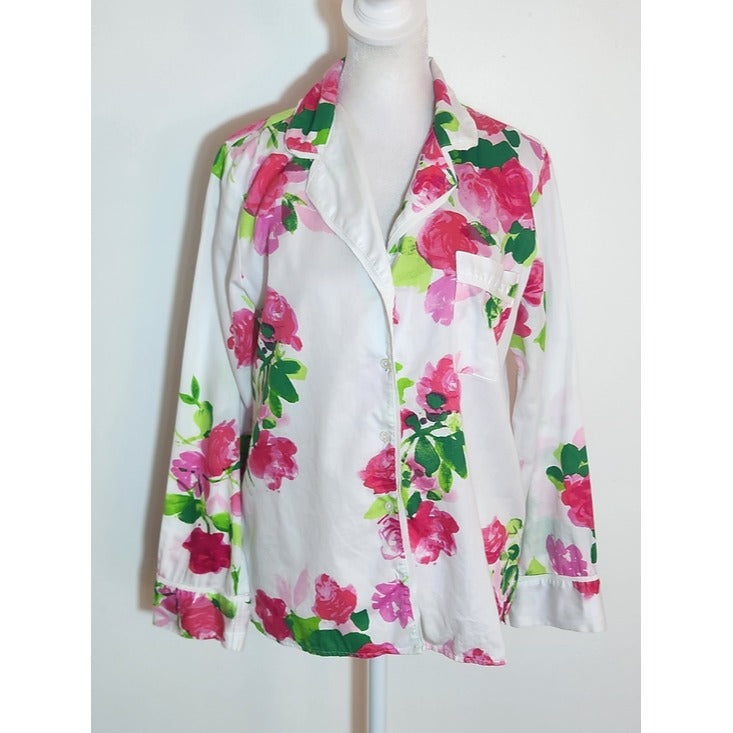 Kate Spade Pink Floral Cotton Pajama Set Size Small