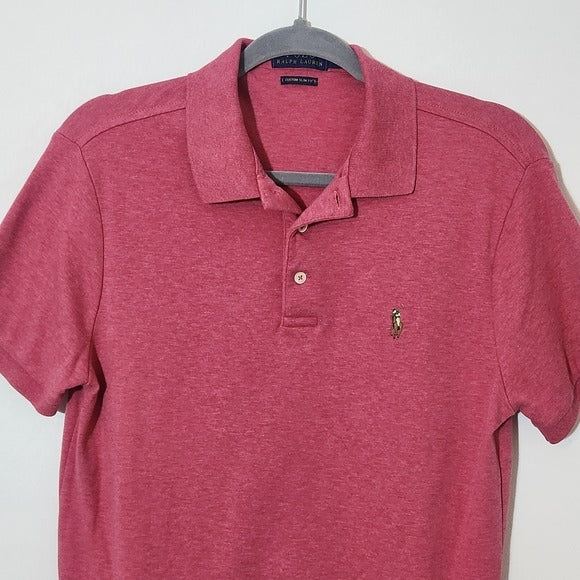 Polo Ralph Lauren Men's Dark Pink Slim Fit Polo Shirt Size Medium