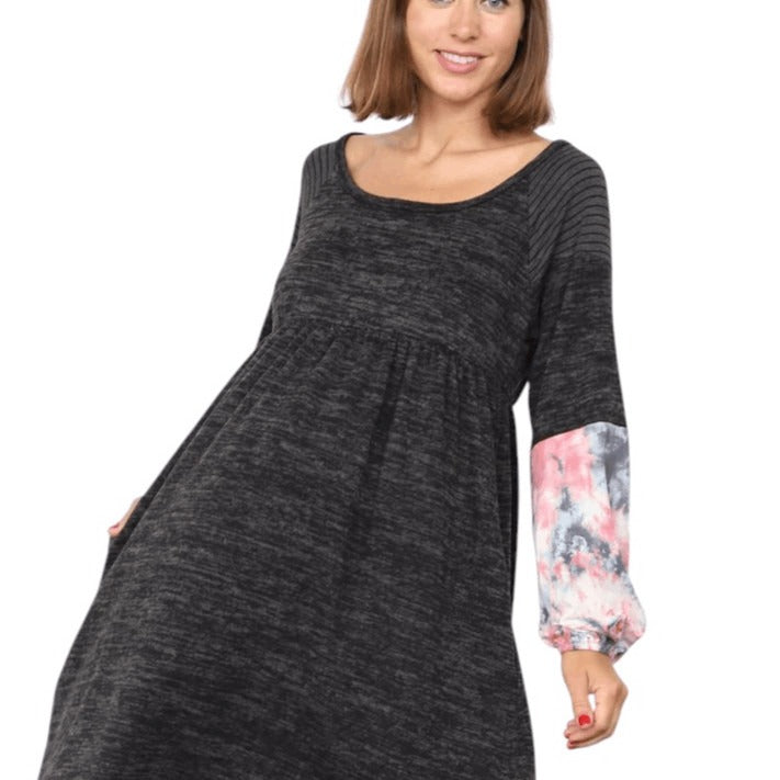 Egs California Black and Pink Mini Dress Size Small Boho Patchwork Dress