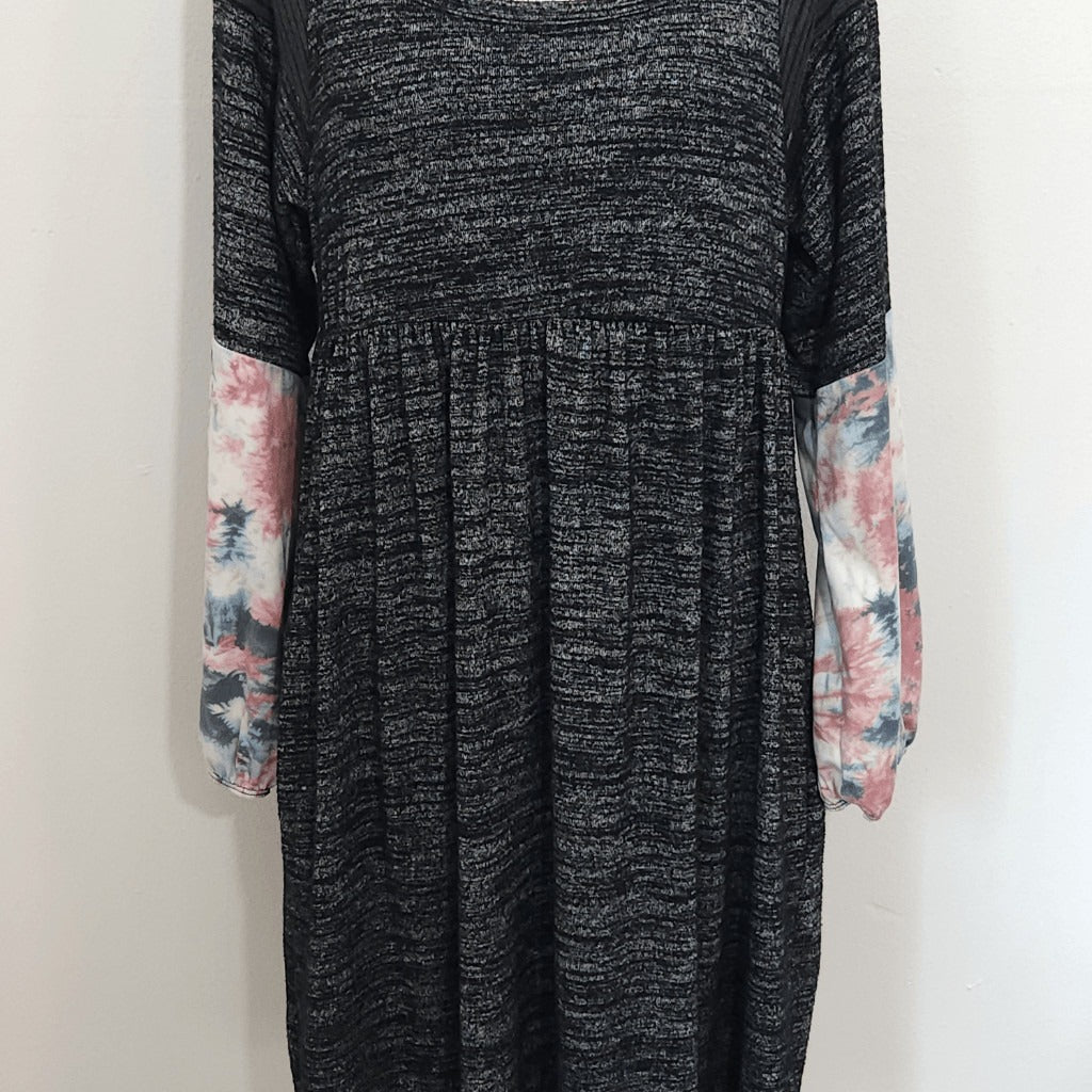 Egs California Black and Pink Mini Dress Size Small Boho Patchwork Dress