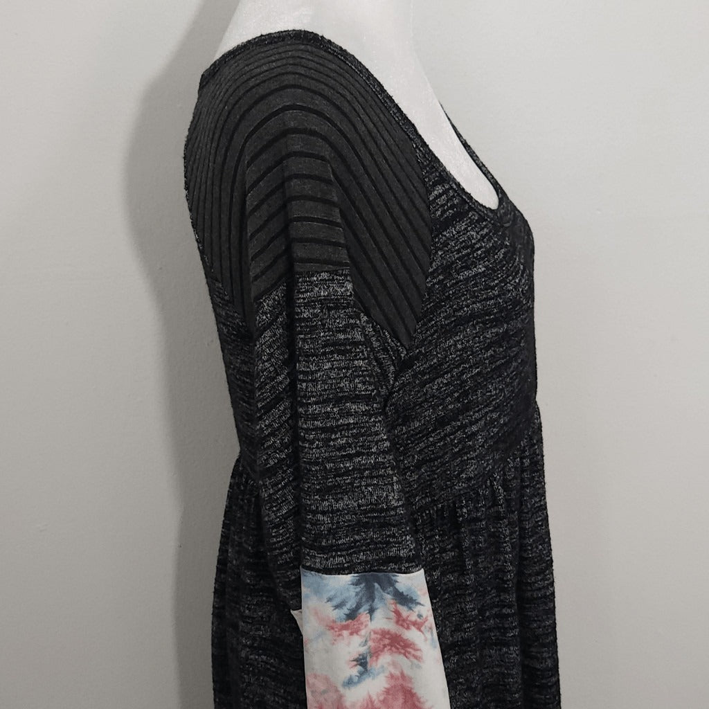 Egs California Black and Pink Mini Dress Size Small Boho Patchwork Dress