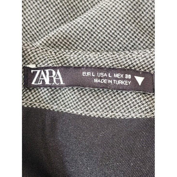 Zara Gray and Black Houndstooth Mini Dress with Cutout Size Large