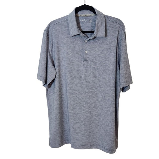Walter Hagen Mens Blue and White Stripe Polo Golf Shirt Size Large