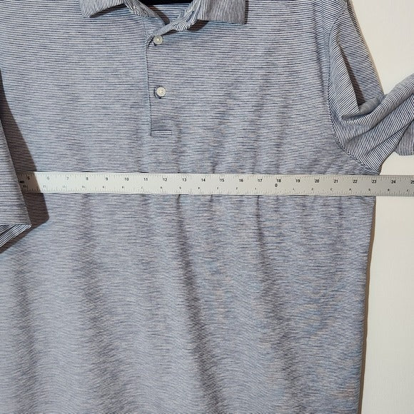 Walter Hagen Mens Blue and White Stripe Polo Golf Shirt Size Large