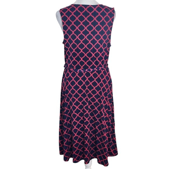41 Hawthorn Navy and Pink Print Sleeveless Wrap Look Dress Size Large
