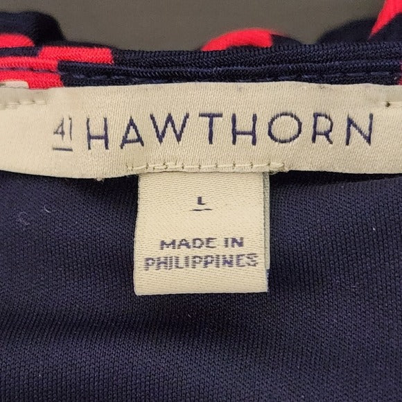 41 Hawthorn Navy and Pink Print Sleeveless Wrap Look Dress Size Large