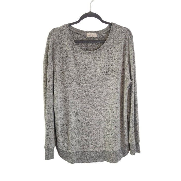 Surf Style Gray Seagrove Trading Co. Pullover with Raw Edge Detail Size Medium