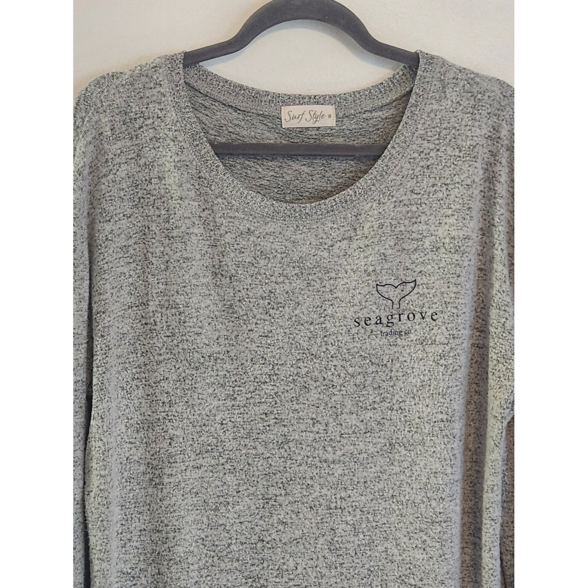Surf Style Gray Seagrove Trading Co. Pullover with Raw Edge Detail Size Medium