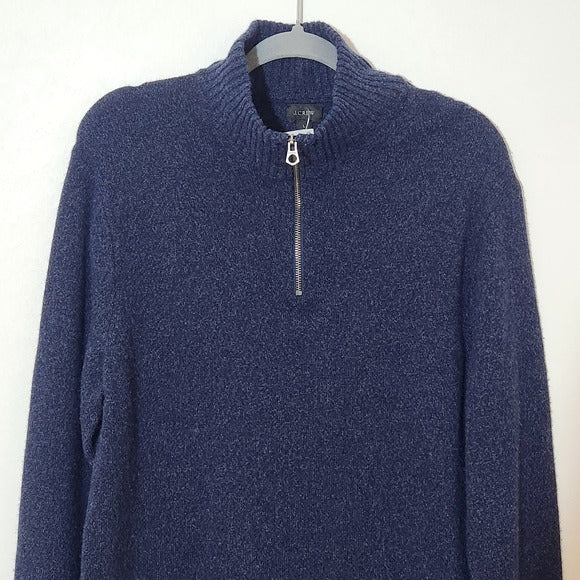 J. Crew Men's Navy Blue Quarter-Zip Sweater Sz Large J. Crew Wool Blend Pullover