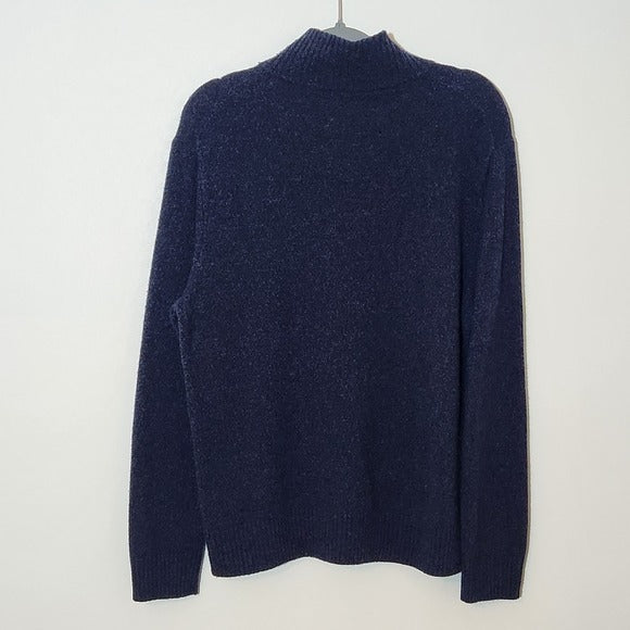 J. Crew Men's Navy Blue Quarter-Zip Sweater Sz Large J. Crew Wool Blend Pullover
