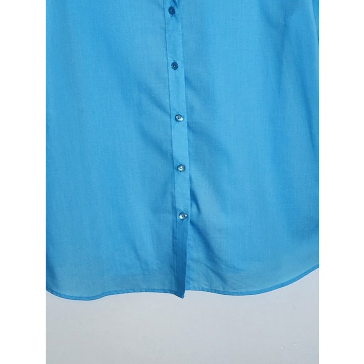 Foxcroft Womens Blue Short Sleeve Button-Down Shirt Size 18 NWT Flaw