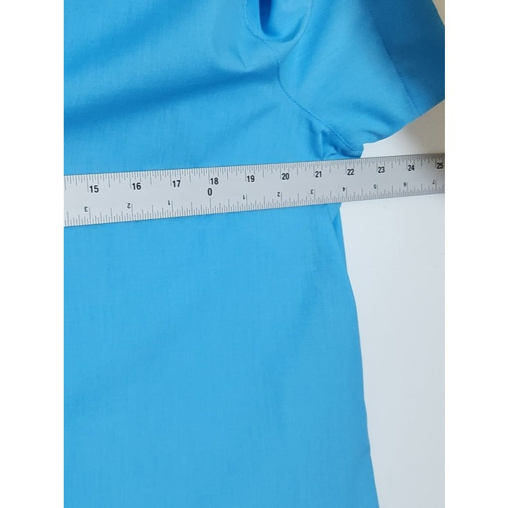 Foxcroft Womens Blue Short Sleeve Button-Down Shirt Size 18 NWT Flaw