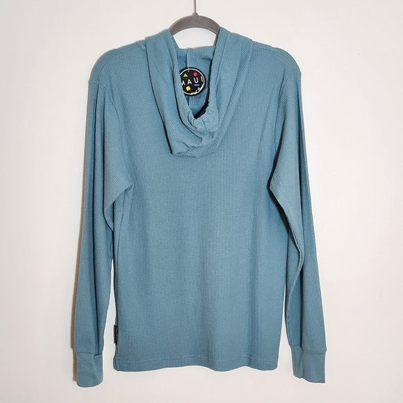 Maui and Sons Blue Thermal Knit Hoodie Size Small NWT