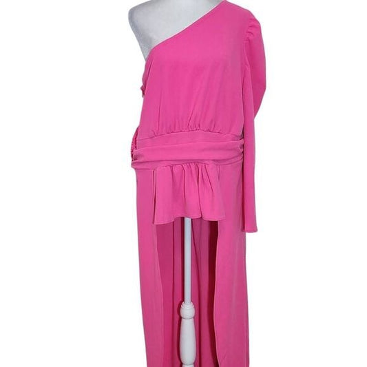 New York & Company Pink One-Shoulder Top with High Low Tail NWT Size XXL