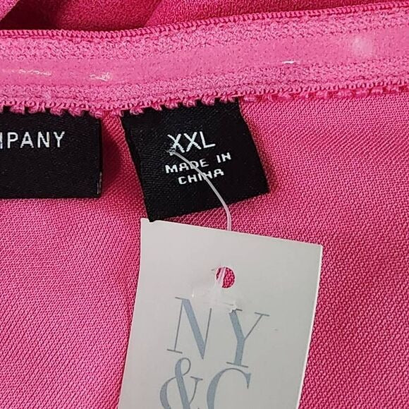New York & Company Pink One-Shoulder Top with High Low Tail NWT Size XXL