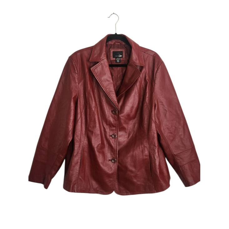 East 5th Burgundy Red Leather Jacket Size 2X
