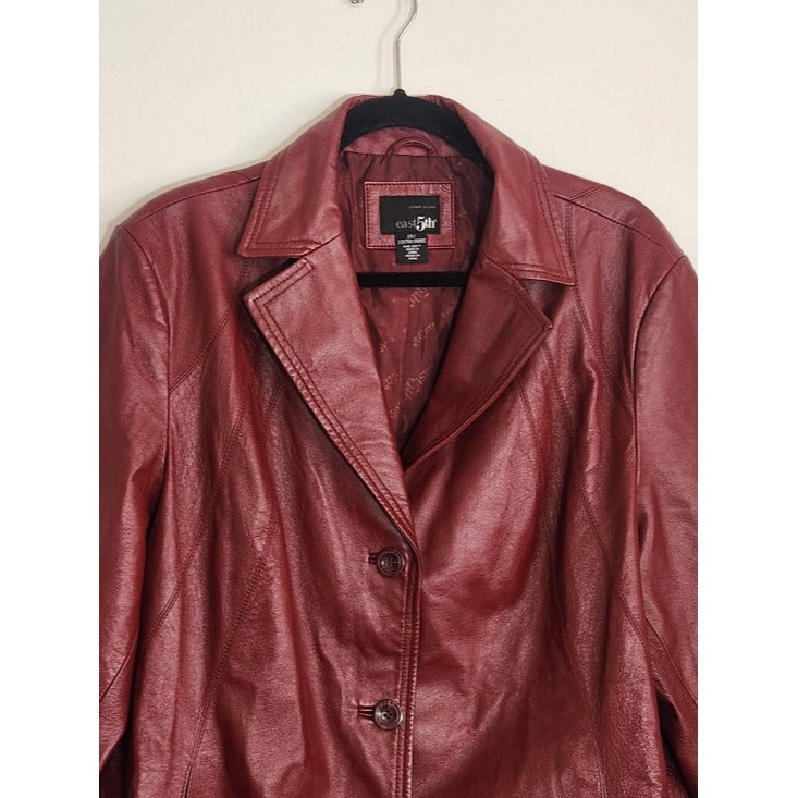 East 5th Burgundy Red Leather Jacket Size 2X
