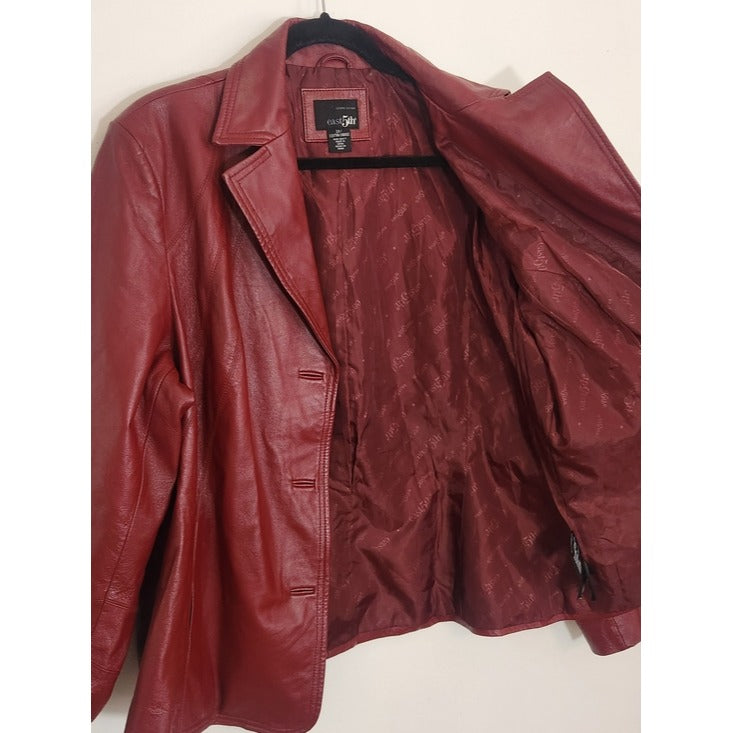 East 5th Burgundy Red Leather Jacket Size 2X
