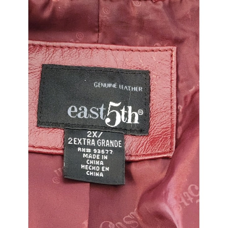 East 5th Burgundy Red Leather Jacket Size 2X