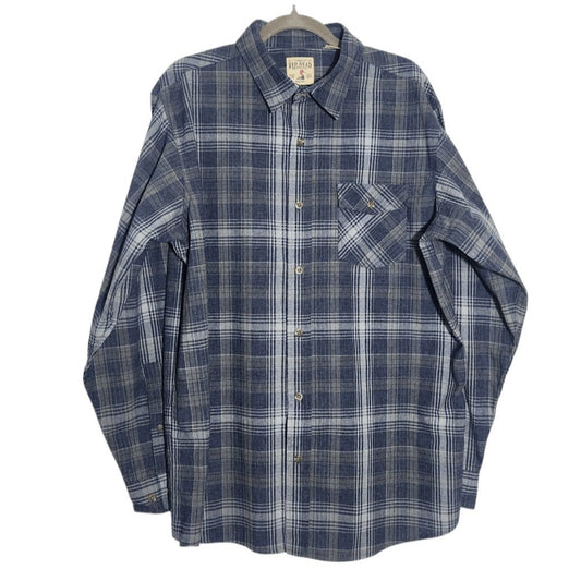 Red Head Blue and Gray Plaid Button Down Shirt Size XL Casual Plaid Button-Up