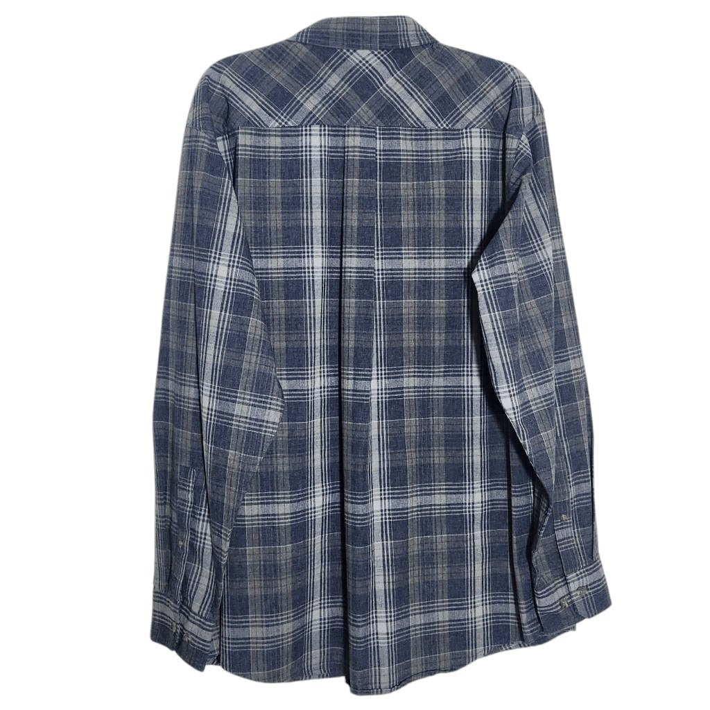 Red Head Blue and Gray Plaid Button Down Shirt Size XL Casual Plaid Button-Up