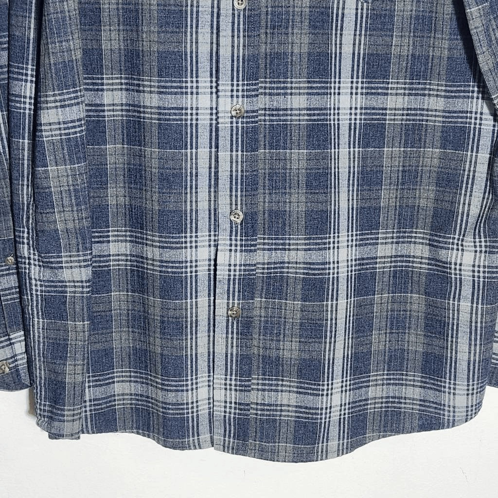 Red Head Blue and Gray Plaid Button Down Shirt Size XL Casual Plaid Button-Up