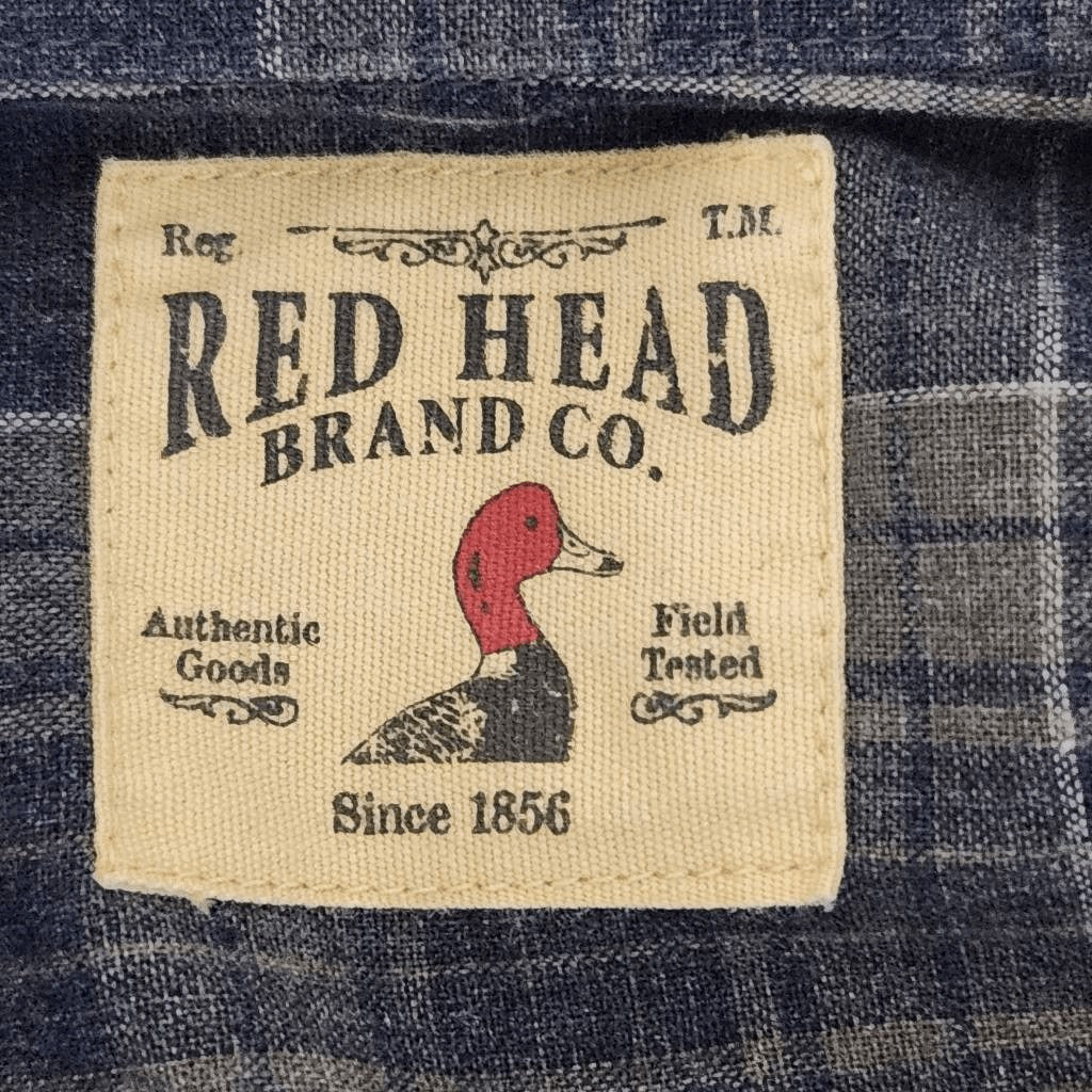 Red Head Blue and Gray Plaid Button Down Shirt Size XL Casual Plaid Button-Up