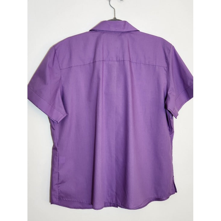 Foxcroft Womens Purple Short Sleeve Button-Down Shirt Size 18 NWT Flaw