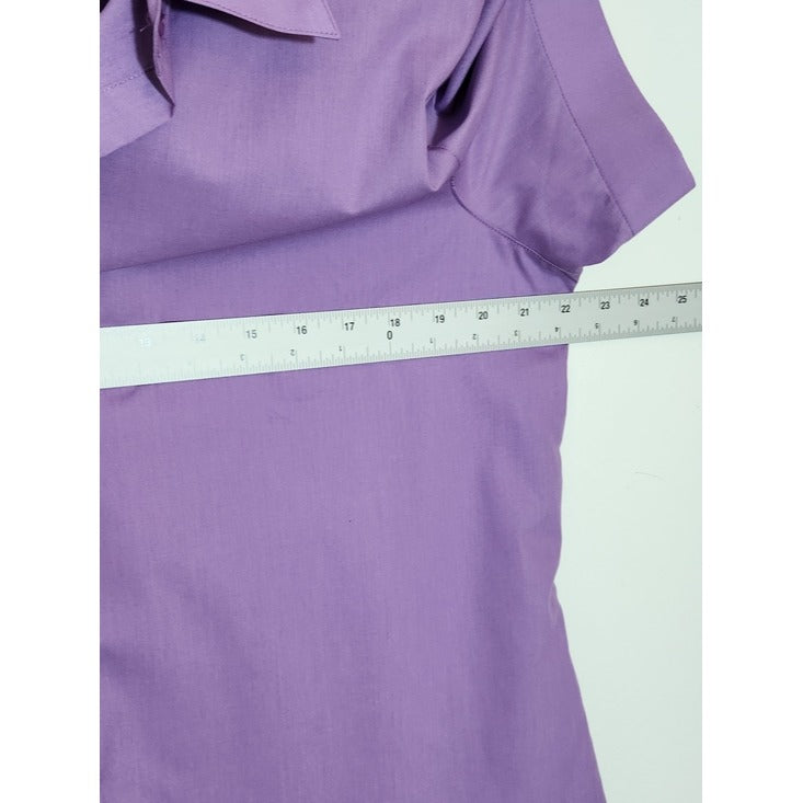 Foxcroft Womens Purple Short Sleeve Button-Down Shirt Size 18 NWT Flaw