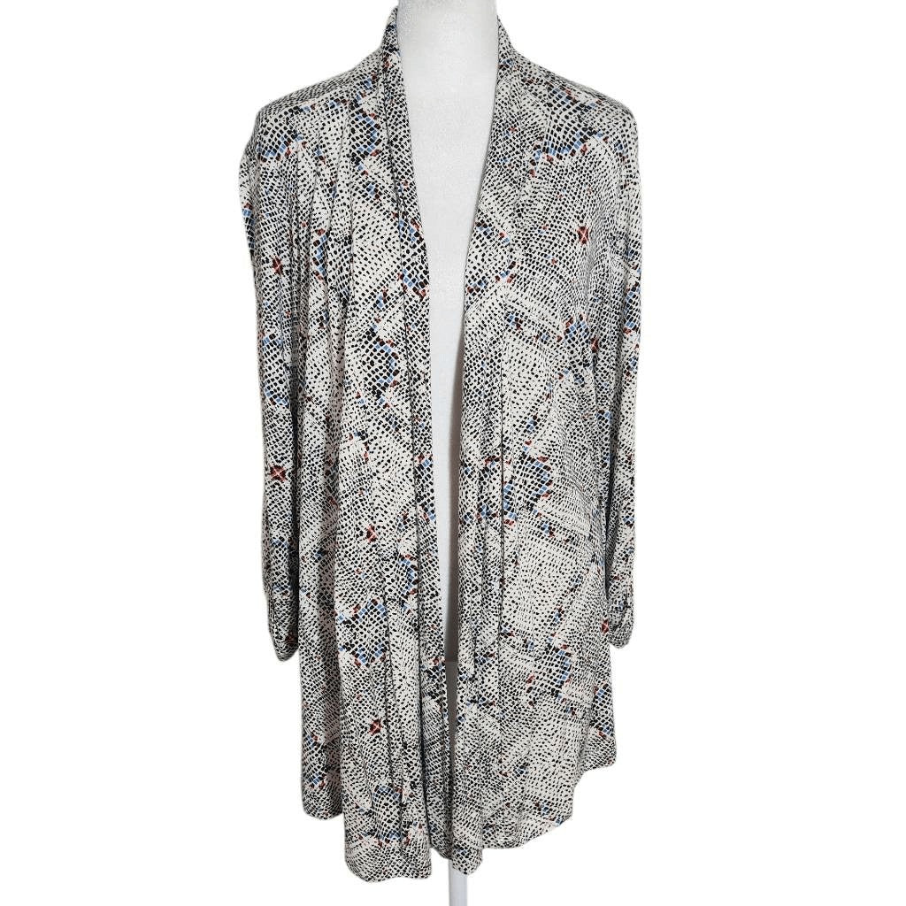Bobeau Snakeskin Print Open Knit Cardigan Size Medium Stretchy Cardigan