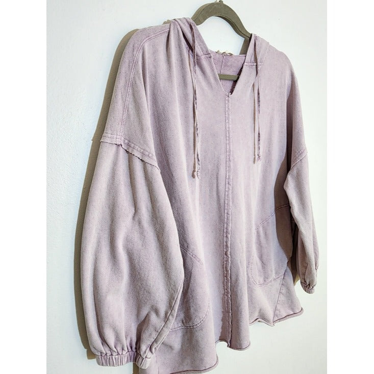 Easel Distressed Purple Hoodie Pullover Size Medium