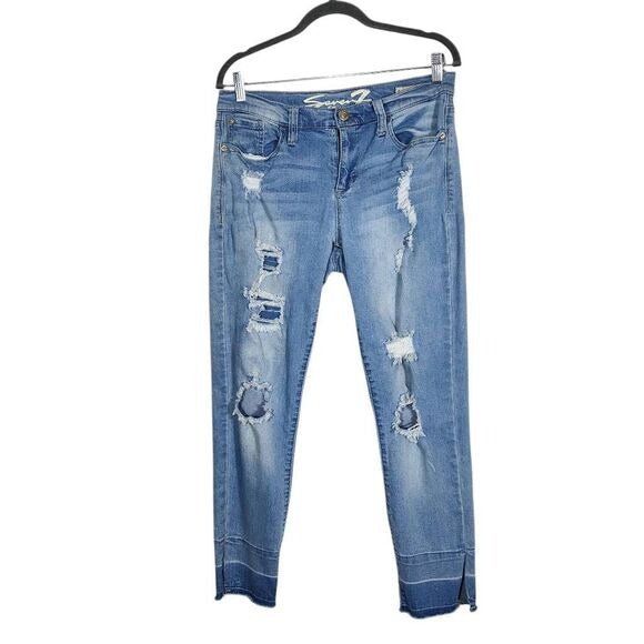 Seven7 Distressed Skinny Cropped Jeans Size 6