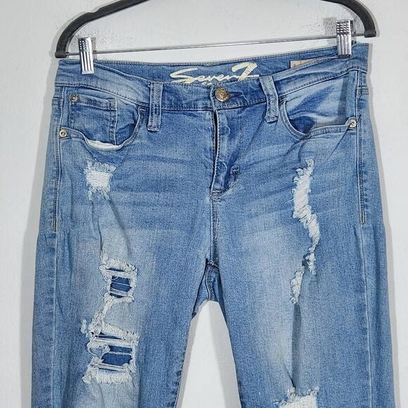 Seven7 Distressed Skinny Cropped Jeans Size 6