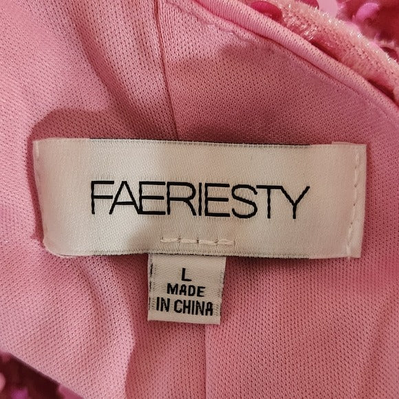 Faeriesty Pink One-Shoulder Sequin Cocktail Dress Size Large Pink Mini Dress