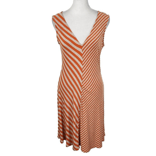 Calvin Klein Sleeveless Orange Striped Dress Size 4 Chevron Striped Dress