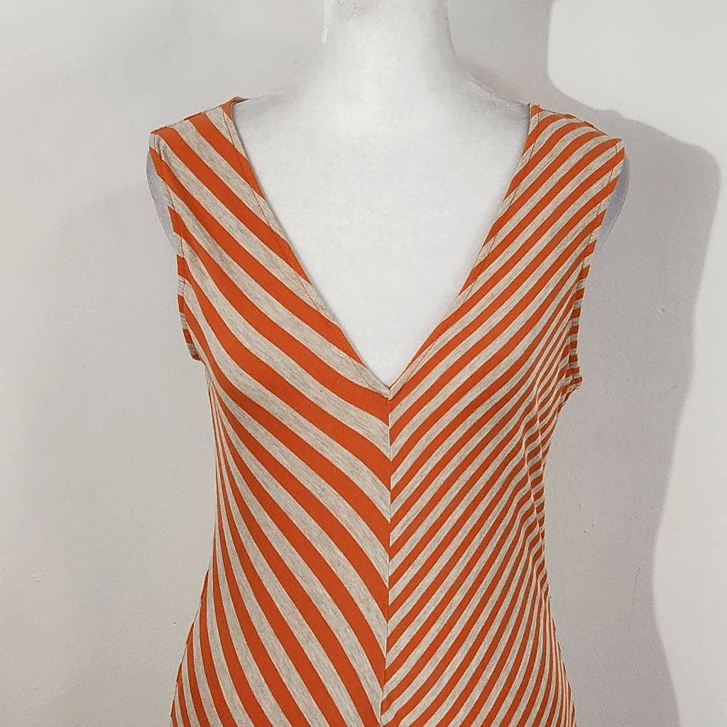 Calvin Klein Sleeveless Orange Striped Dress Size 4 Chevron Striped Dress