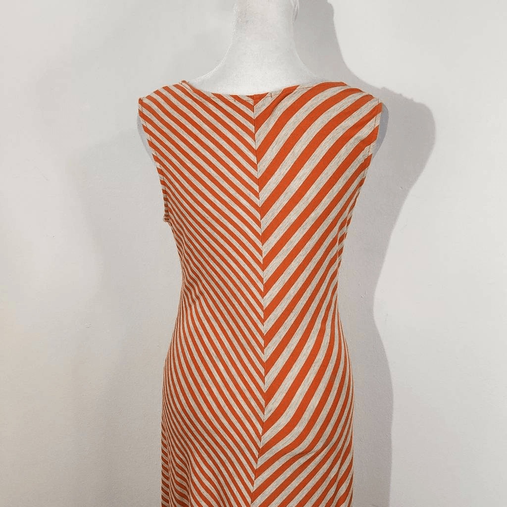 Calvin Klein Sleeveless Orange Striped Dress Size 4 Chevron Striped Dress