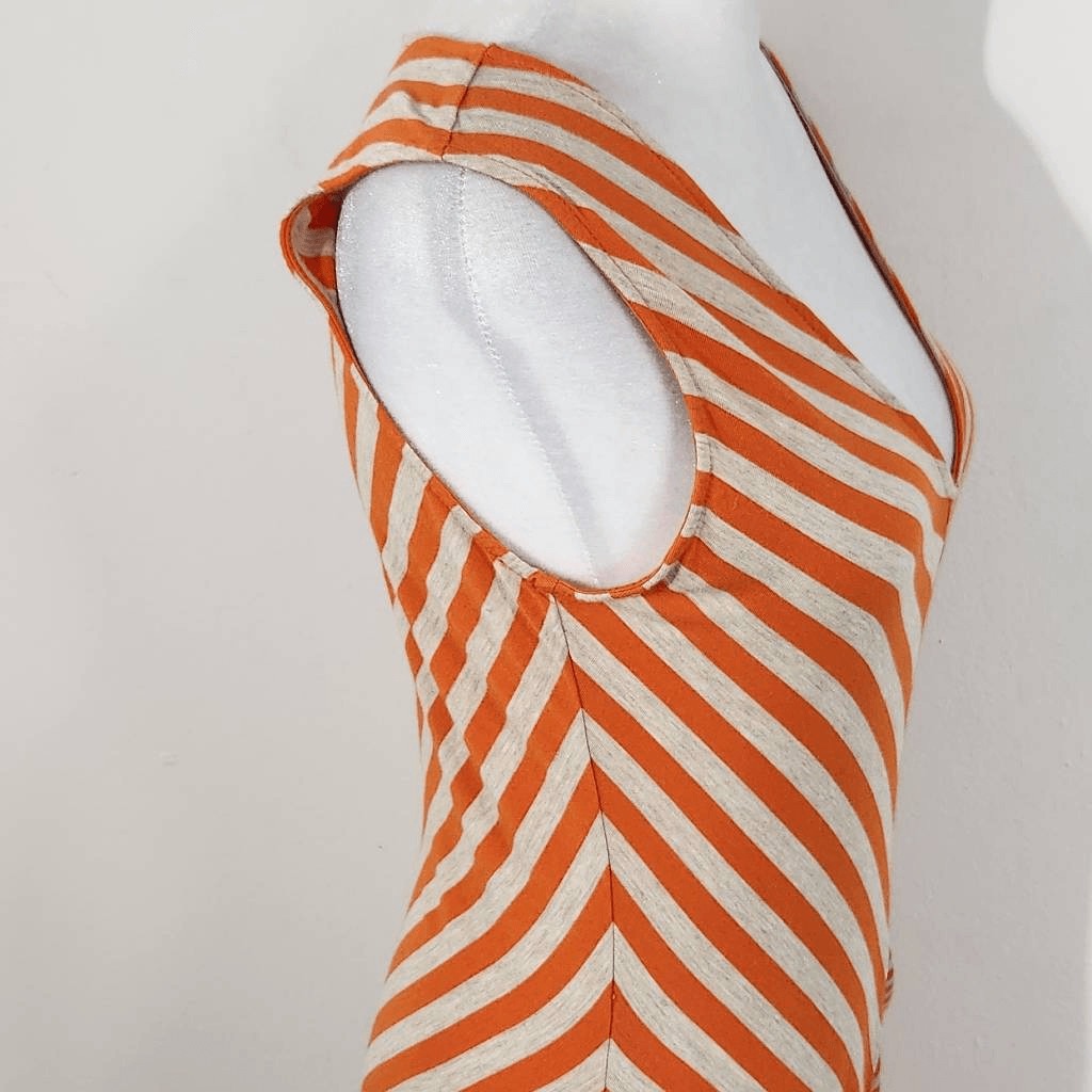 Calvin Klein Sleeveless Orange Striped Dress Size 4 Chevron Striped Dress