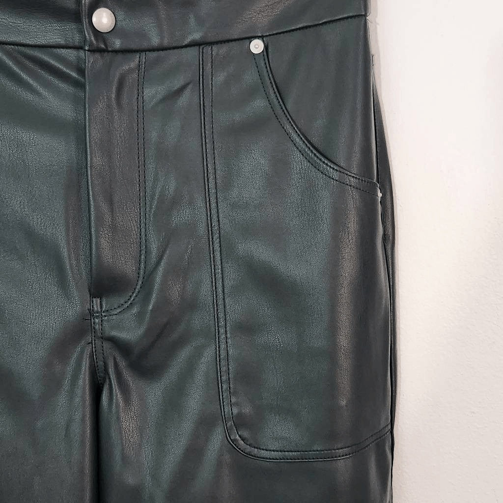 BlankNYC Dark Green Faux Leather Pants NWT Size 30 Green Leather Pants