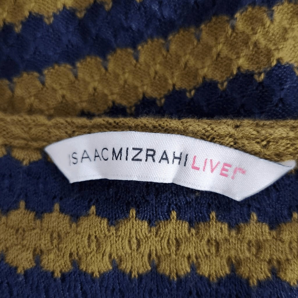 Isaac Mizrahi Navy and Green Stripe Top Size XS Striped Preppy Knit Top