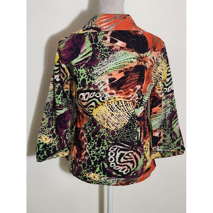 Mishca Multicolor Abstract Animal Print Tie Front Top Size Petite Small