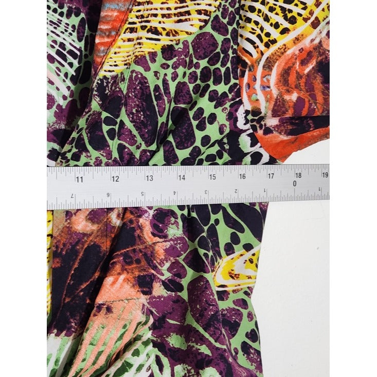 Mishca Multicolor Abstract Animal Print Tie Front Top Size Petite Small