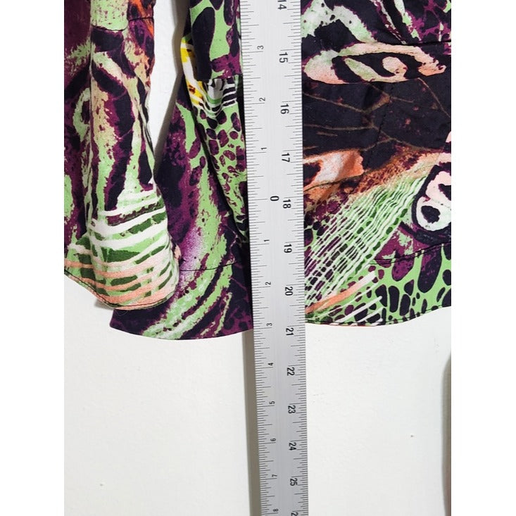 Mishca Multicolor Abstract Animal Print Tie Front Top Size Petite Small