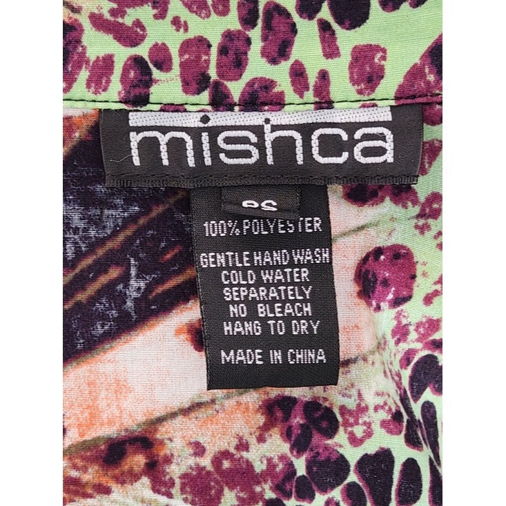 Mishca Multicolor Abstract Animal Print Tie Front Top Size Petite Small