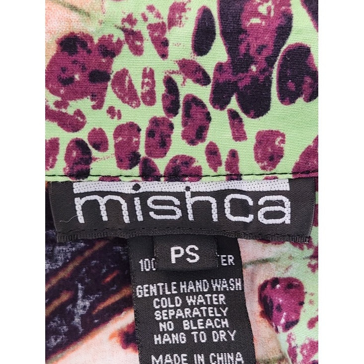 Mishca Multicolor Abstract Animal Print Tie Front Top Size Petite Small