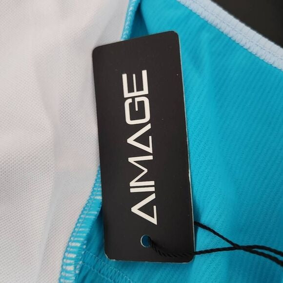 AI'MAGE Blue Bikini with Light Blue Trim and High Waist Bottoms NWT Size XL