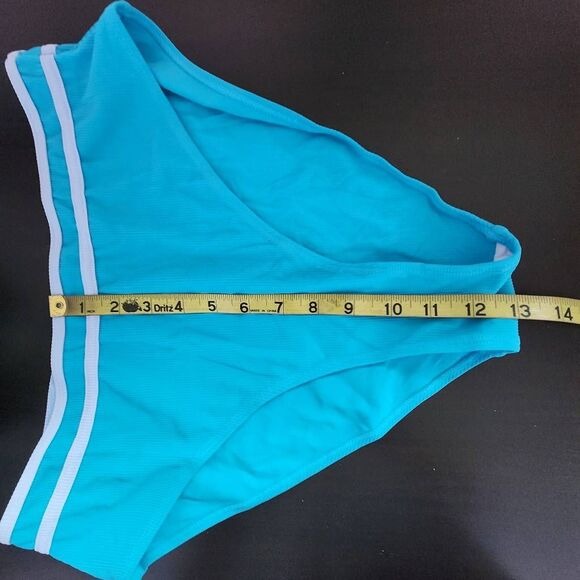 AI'MAGE Blue Bikini with Light Blue Trim and High Waist Bottoms NWT Size XL