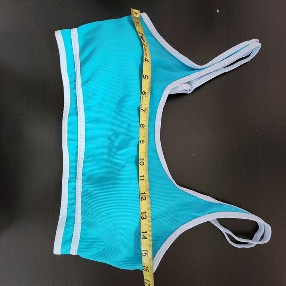 AI'MAGE Blue Bikini with Light Blue Trim and High Waist Bottoms NWT Size XL